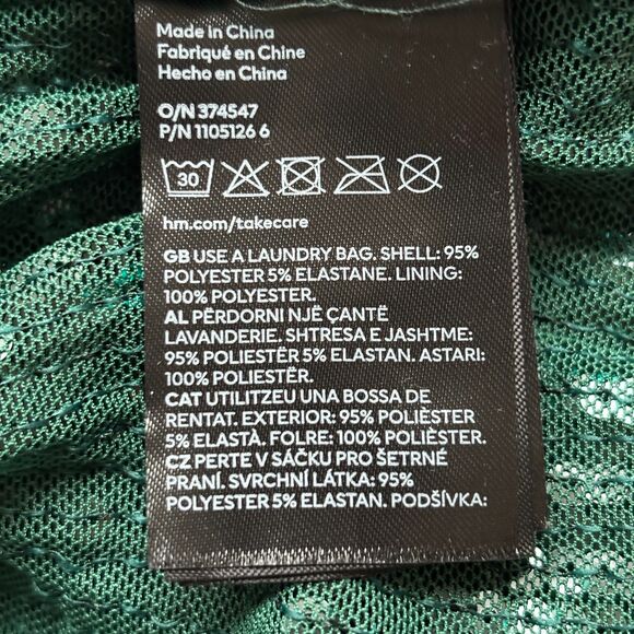 H&M Women Skirt Midi Sequins High Slit Sexy Formal Stretch Green Size 2 J150 - Picture 11 of 12